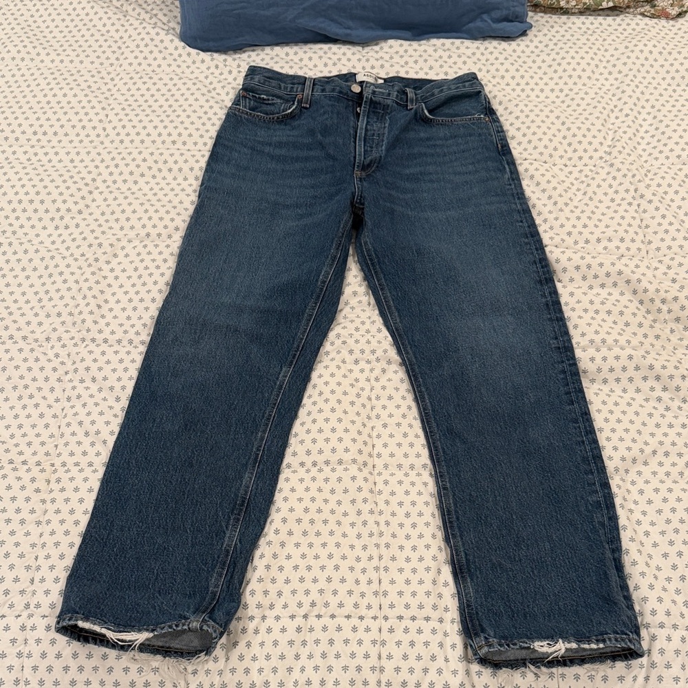 Agolde Indigo Straight-Leg Raw Hem Jeans